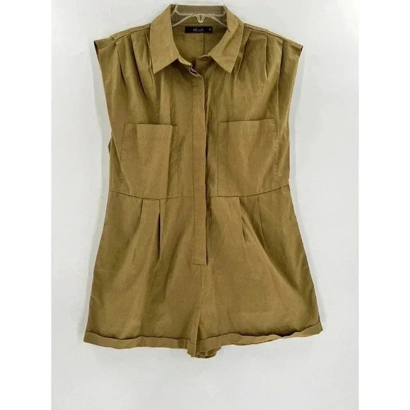 DeLuc Women’s Medium Tan Short Sleeveless Romber Summer Comfort Excellent UC - Picture 1 of 11